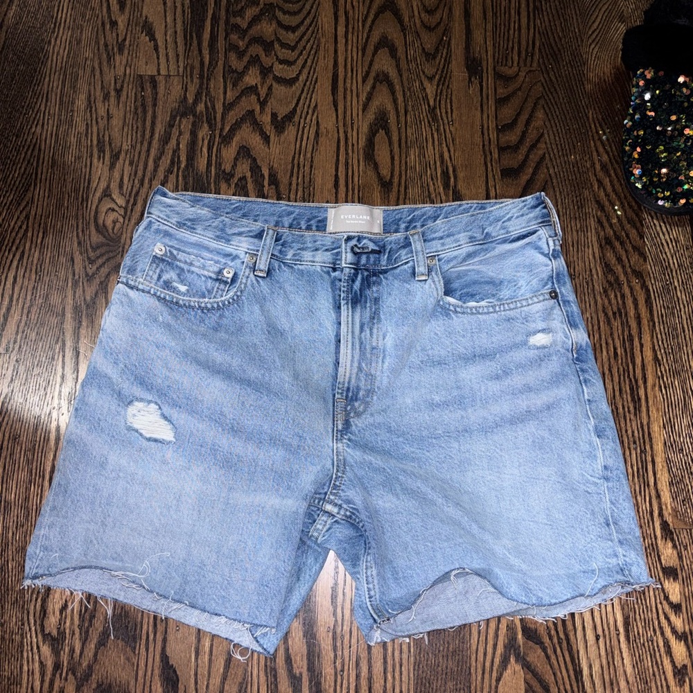 Everlane Light Blue Distressed the denim  Jean Shorts 30